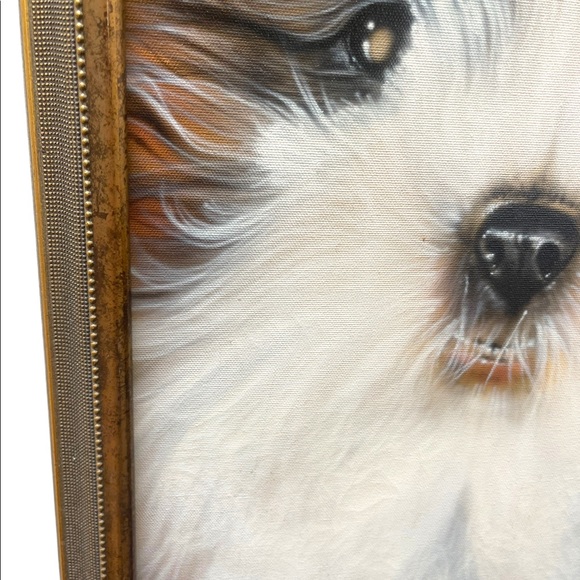 1996 Painting Schizu animal dog Signed canvas painting - Picture 5 of 8